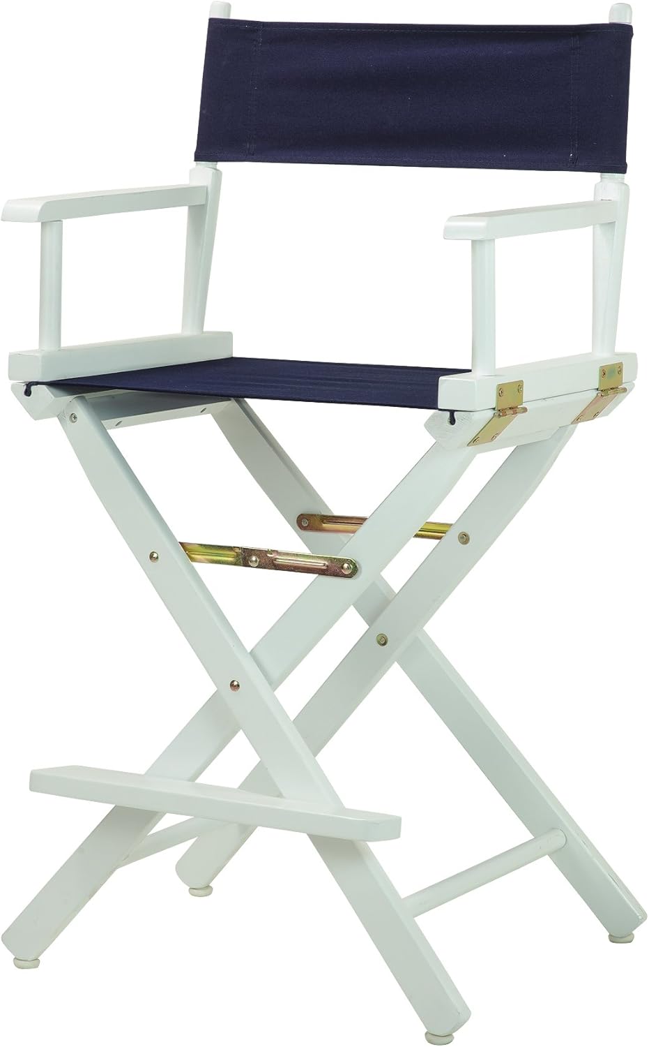 Casual Home – Silla de director de 24.0in, marco blanco con lona azul marino, altura de mostrador