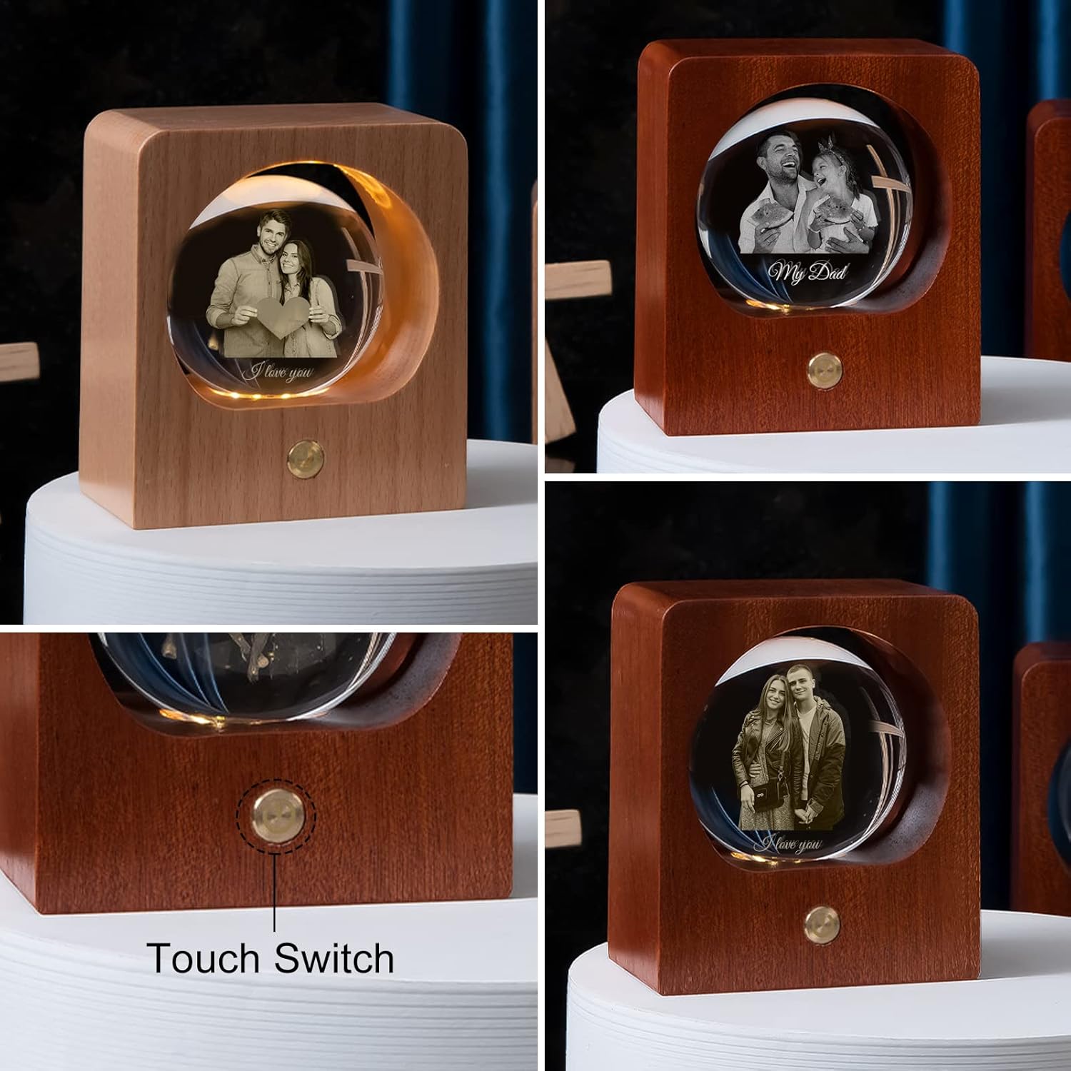 DEZUNTU Foto personalizada de bola de cristal 3D, imagen grabada en 3D personalizada en vidrio, regalo de recuerdo conmemorativo para cumpleaños del