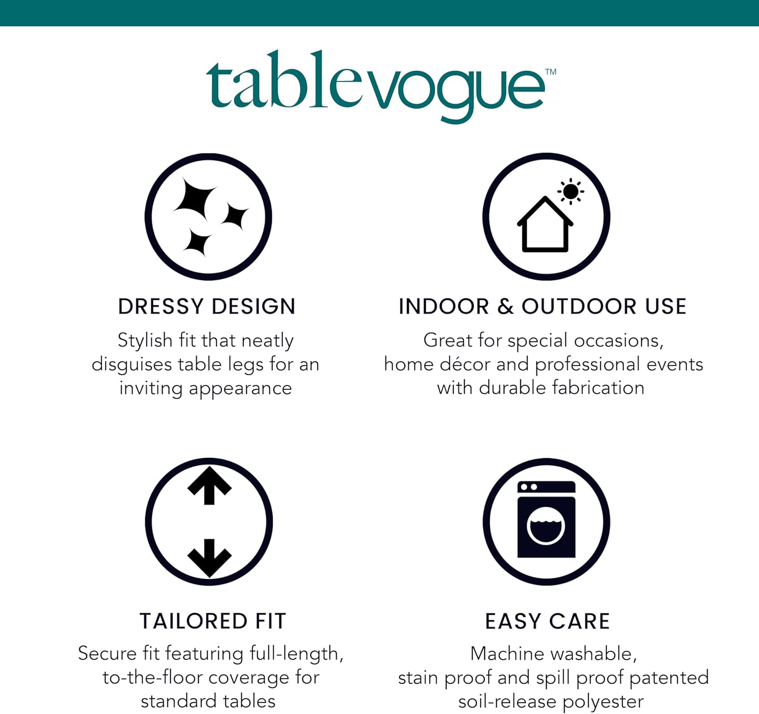 Tablevogue Mantel cuadrado de poliéster lavable a máquina, resistente a las manchas, para eventos, bodas, ocasiones especiales, mantel de 34