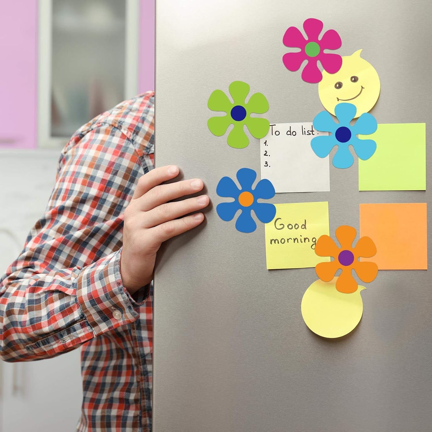 Imán de flores para automóvil, divertidas calcomanías magnéticas para decoración de refrigerador, imanes de los años 60 para automóvil, puerta del