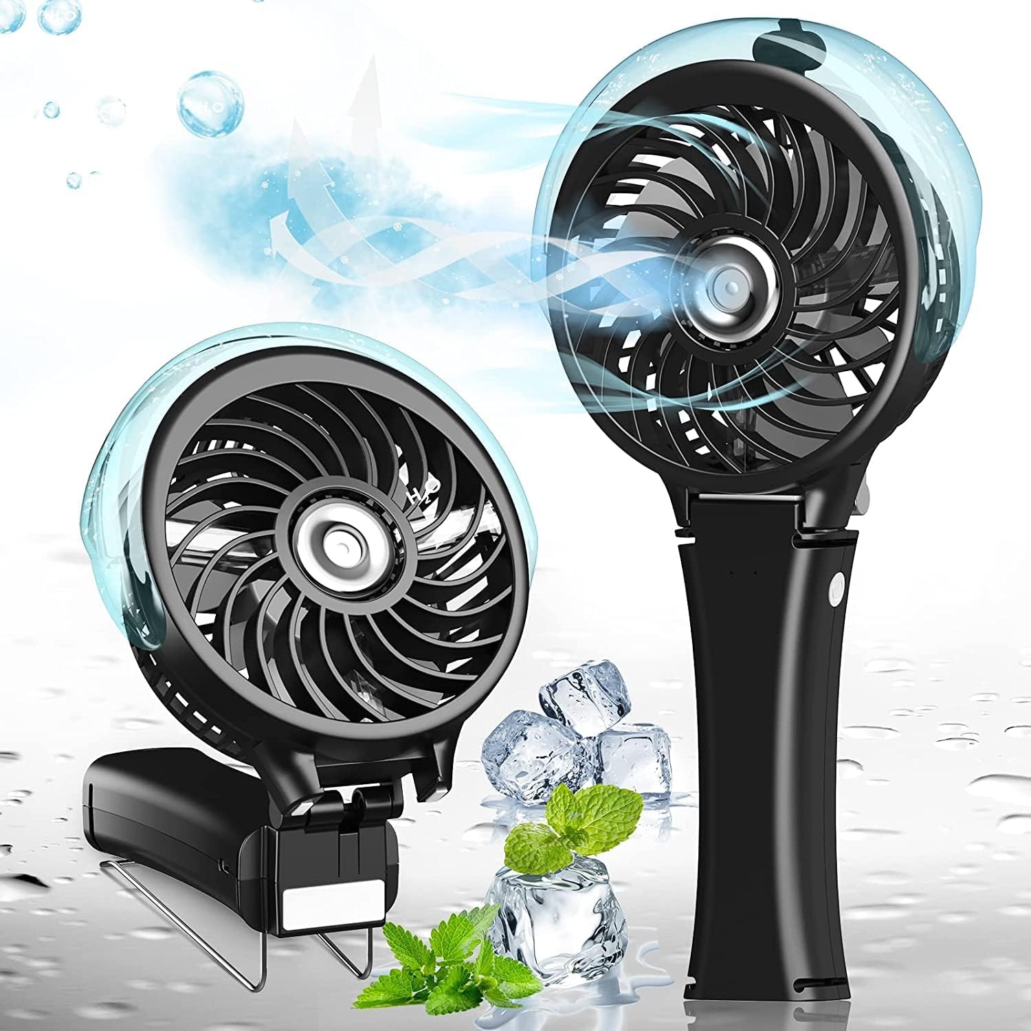 acorrilar Ventilador de mano, pequeño ventilador portátil, ventilador Mister de 1.4 fl oz, ventilador de mano plegable con pilas, ventilador USB