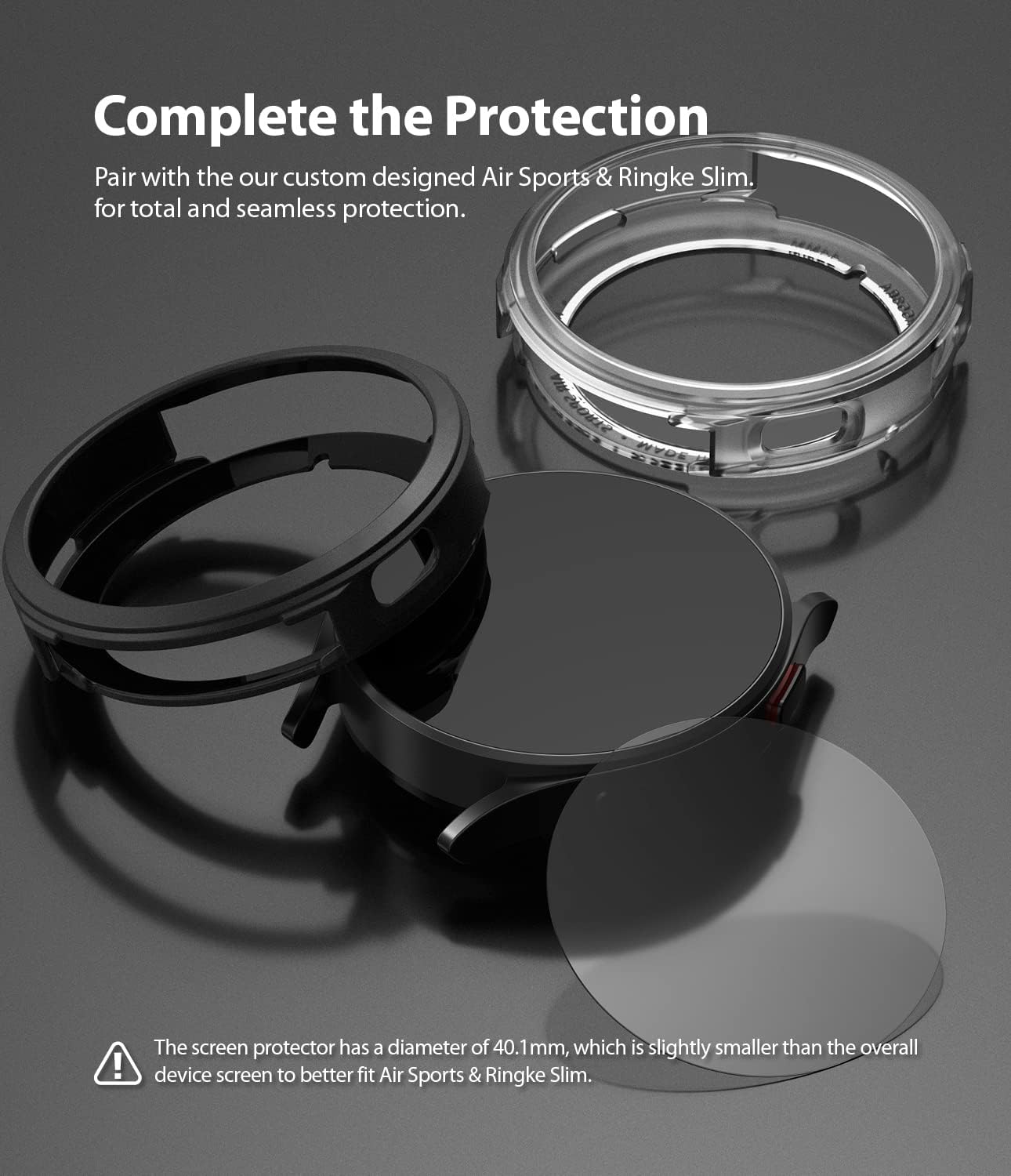 Ringke Vidrio para deportes aéreos paquete de 4 compatible con Samsung Galaxy Watch 4 1.732 in, protector de pantalla de vidrio templado dureza 9H