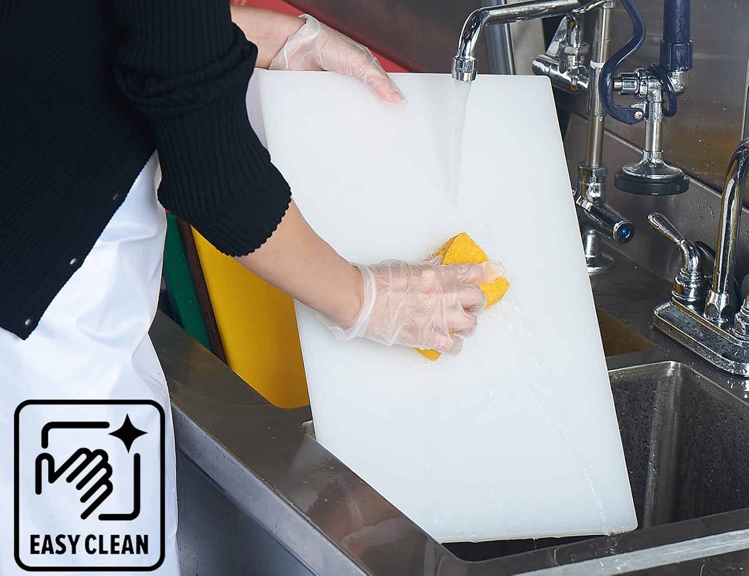 CURTA Tablas de cortar para cocina, 24 x 18 x 0.5 pulgadas, de plástico codificado por color blanco, superficie antideslizante, apta para