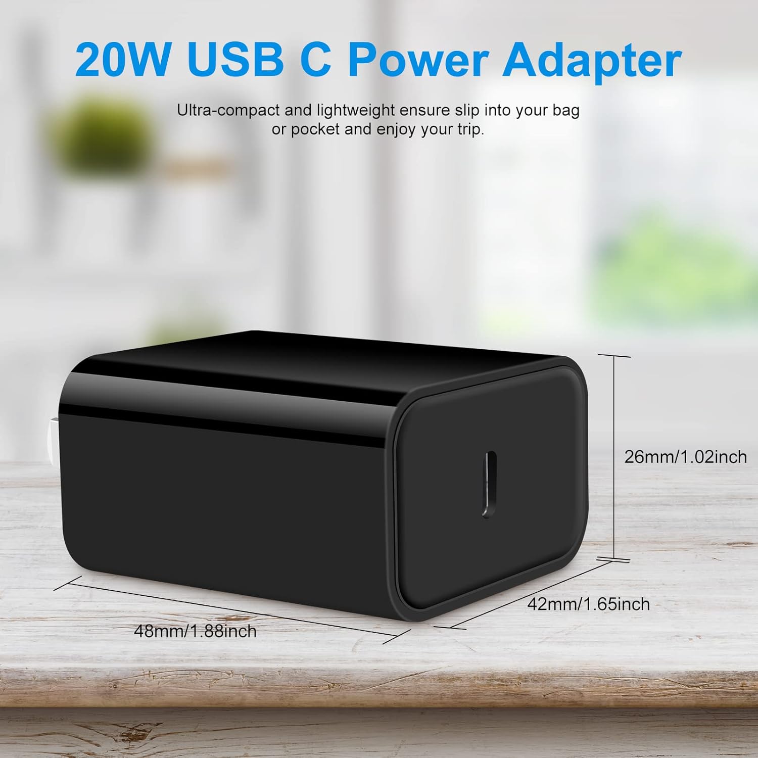 Bloque de carga USB C, 20 W, tipo C, bloque de carga rápida, caja de cubo, adaptador de enchufe de ladrillo compatible con iPhone 15 14 Pro Max 13