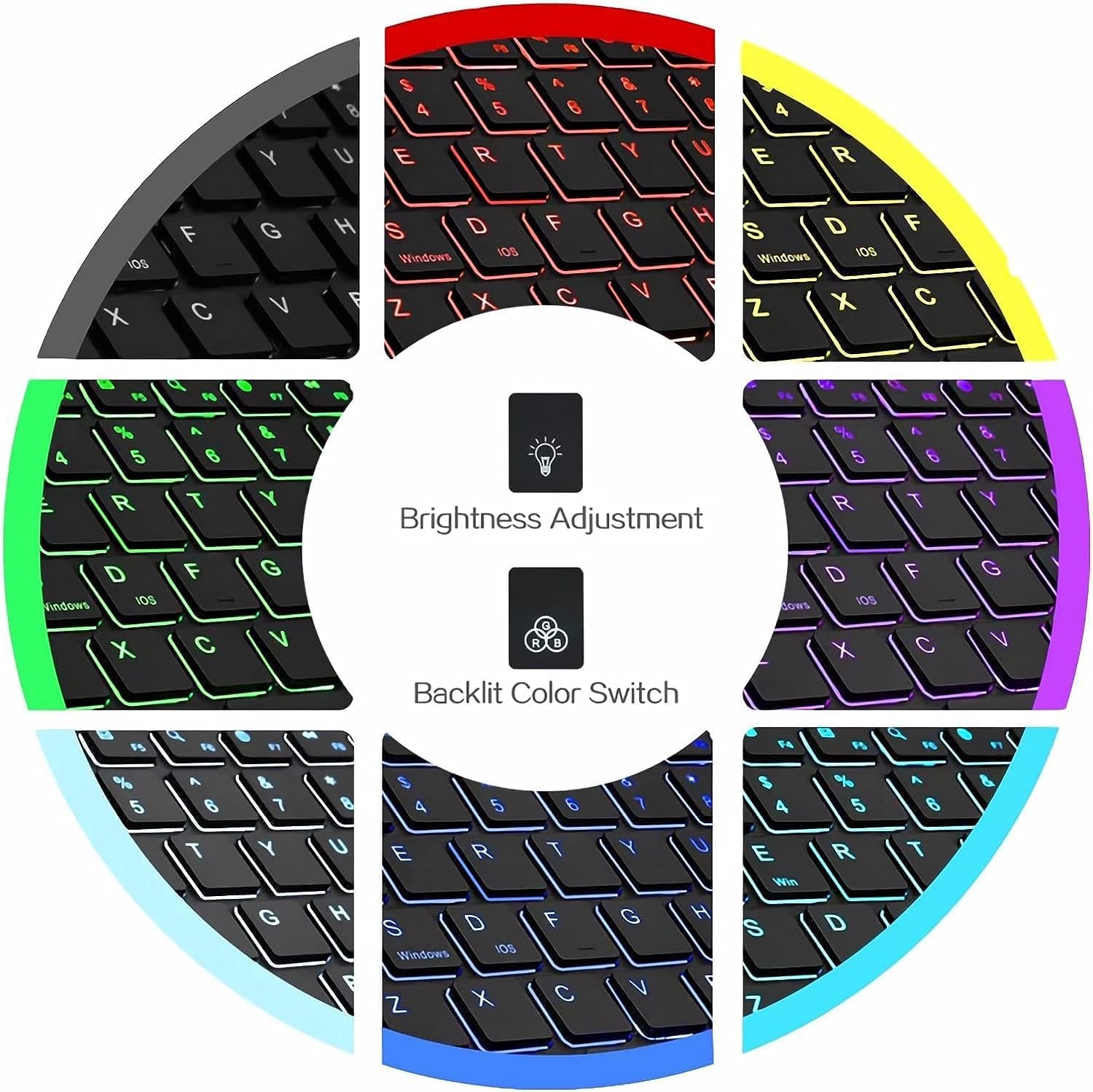 HEUCYL Funda de teclado táctil para Xiaomi Redmi Pad de 10.6 pulgadas 2022, teclado magnético desmontable inalámbrico Bluetooth 7 colores