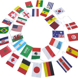 AZCOVER – Banderas de fiesta de fútbol de Qatar 2022 de 11.8 x 7.8 pulgadas, banderines de 32 equipos, suministros de fiesta de todo el mundo, AZCOVER – Banderas de fiesta de fútbol de Qatar 2022 de 11.8 x 7.8 pulgadas, banderines de 32 equipos, suministros de fiesta de todo el mundo,