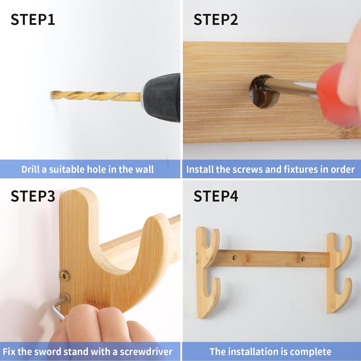 Samurai – Soporte de pared para espada samurái, soporte de pared para espada, soporte de pared de espada samurái, montaje en pared de espada de 2