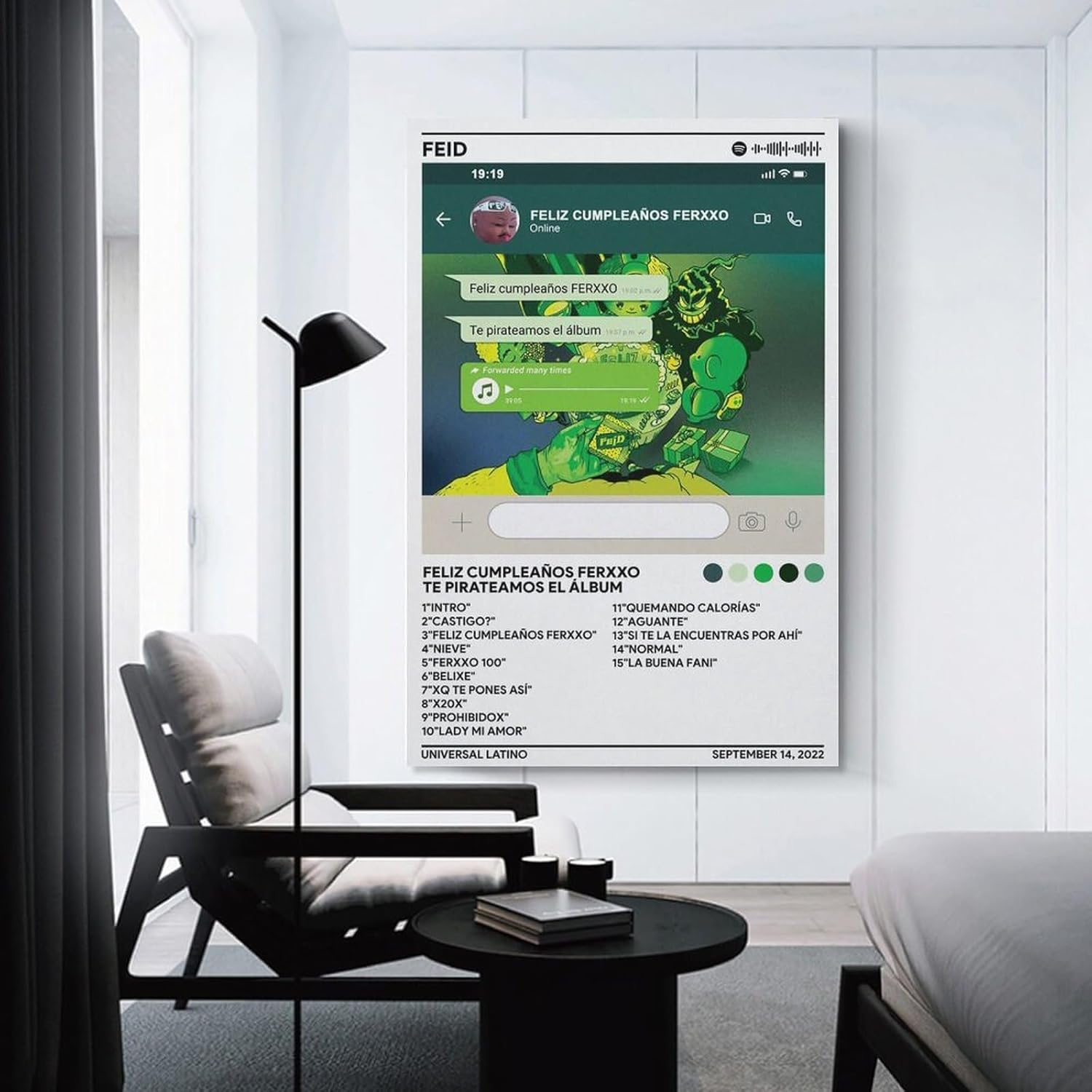 DAXXIN Feid – Póster de 3 lienzos con texto en inglés Feliz Cumpleaños Ferxxo, pintura decorativa para pared, sala de estar, dormitorio, regalo, sin