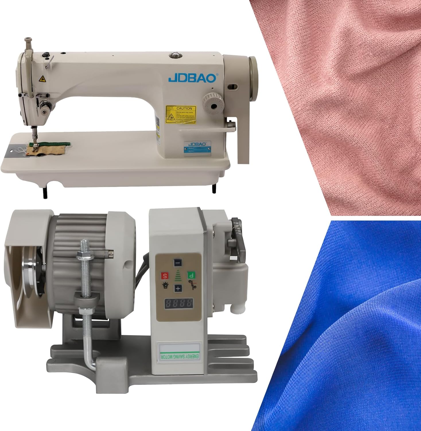 Máquina de coser industrial, máquina de coser resistente de 550 W con panel transparente y pantalla LED, distancia de puntada ajustable y velocidad