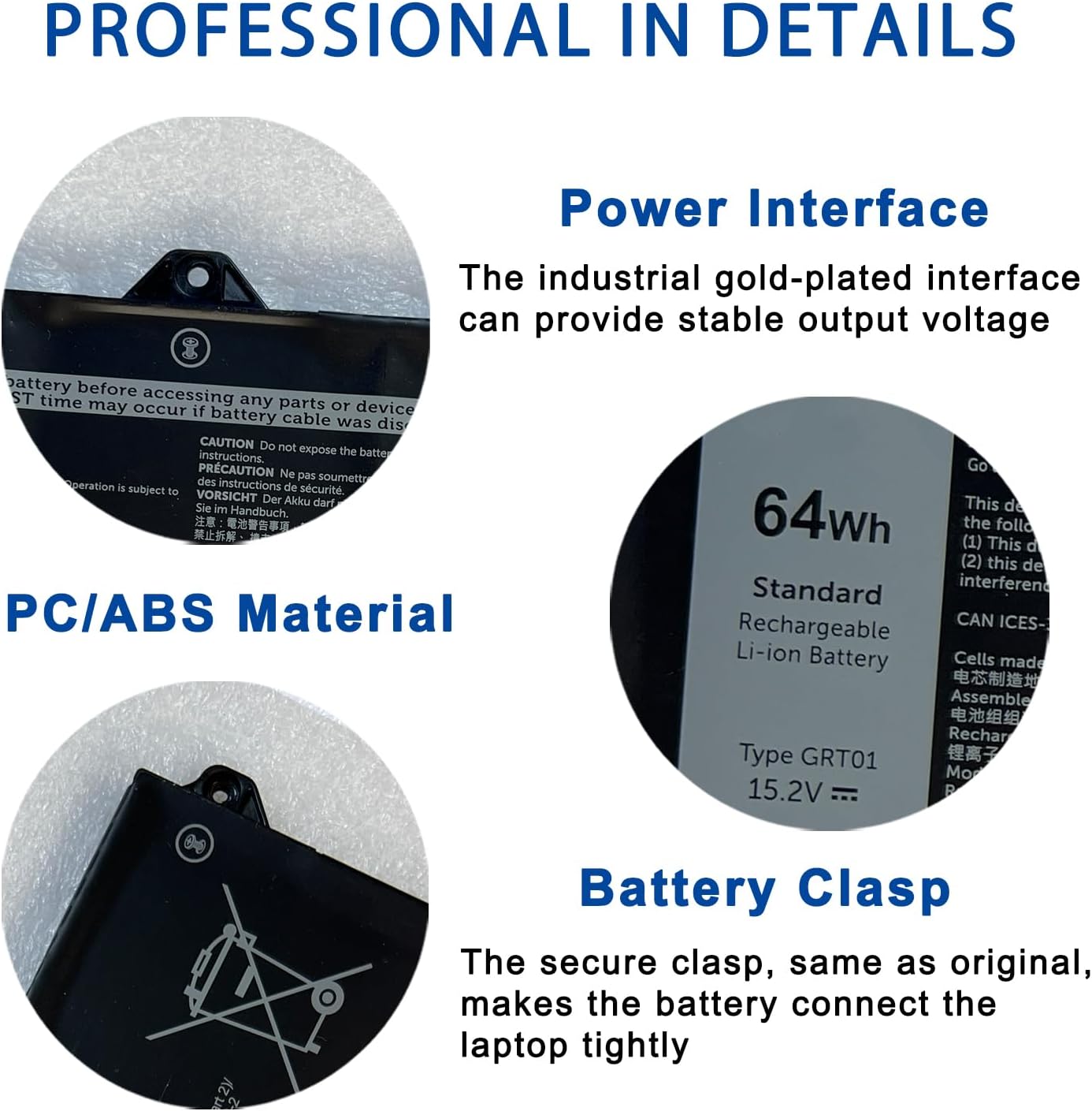 GRT01 64Wh – Batería de repuesto para laptop Dell Latitude 14 5421 5431 15 5521 5531 Precision 3470 3561 3571 Alienware m17 R5 AMD Series R05P0