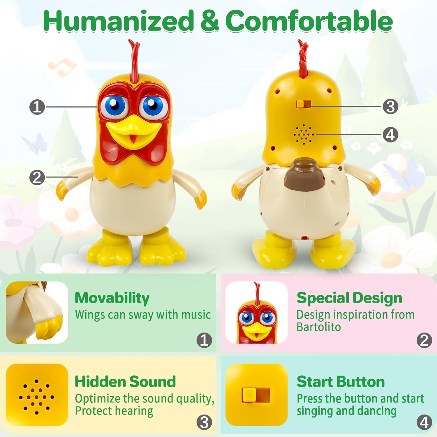 TOYMAKER La Granja de Zenon Bartolito Bartolito – Juguetes para bebés bailarines, música para niños, juguetes educativos interactivos de aprendizaje