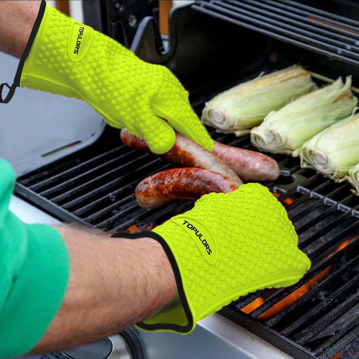 Guantes de silicona para horno, resistentes al calor, guantes de parrilla para ahumar barbacoa, mango de comida caliente, guantes de cerdo extraídos