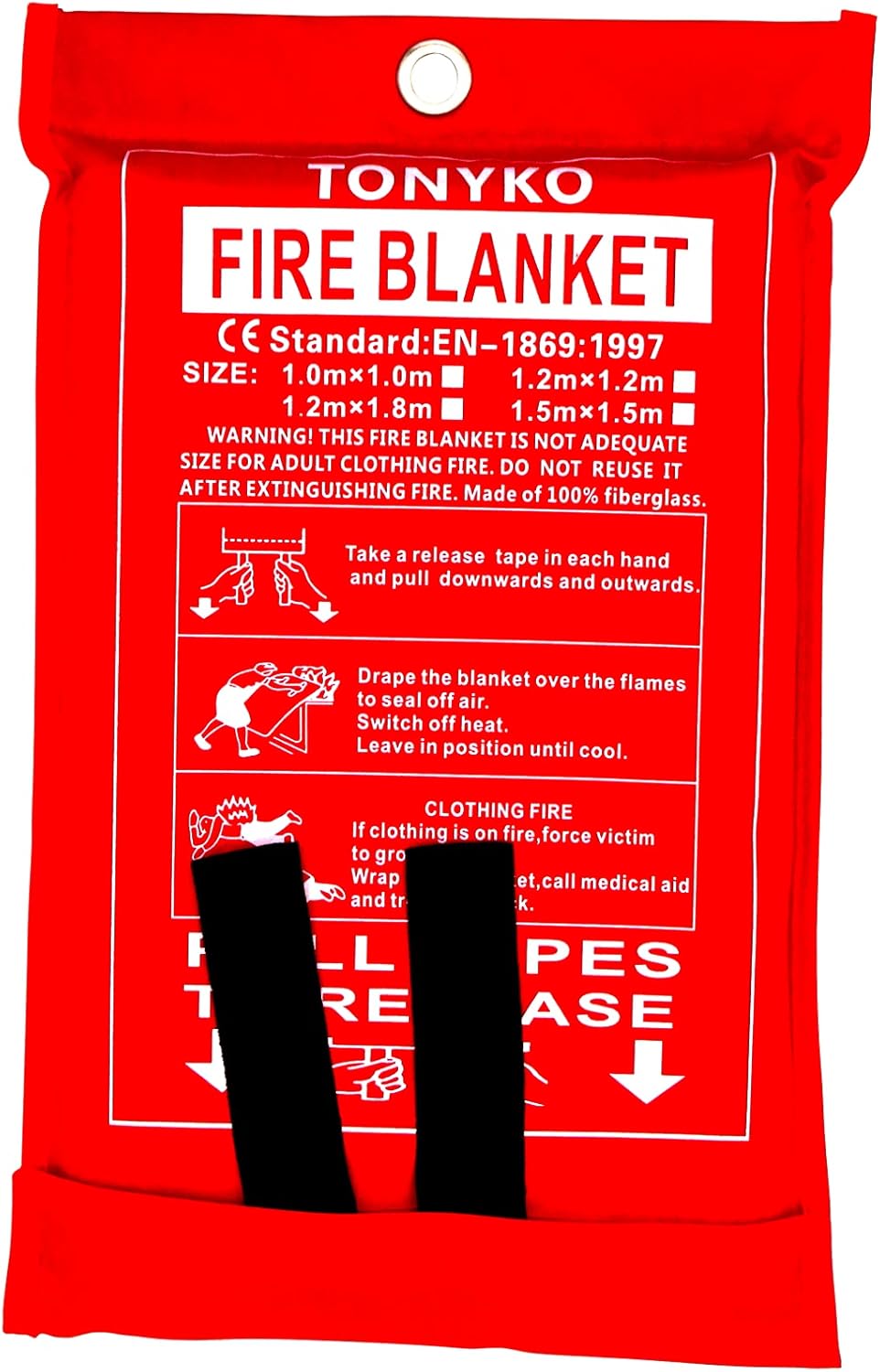 Tonyko – Cobija de fibra de vidrio para incendios para supervivencia de emergencia, protección que retarda el fuego y aislamiento de calor con
