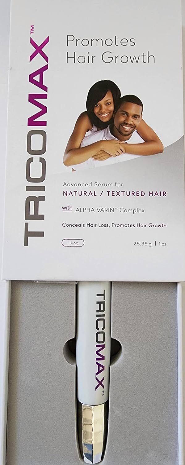 Tricomax Suero de crecimiento para cabello texturizado 1 oz – Complejo ALPHA VARIN con extracto de cáñamo curativo – Promueve el crecimiento y el