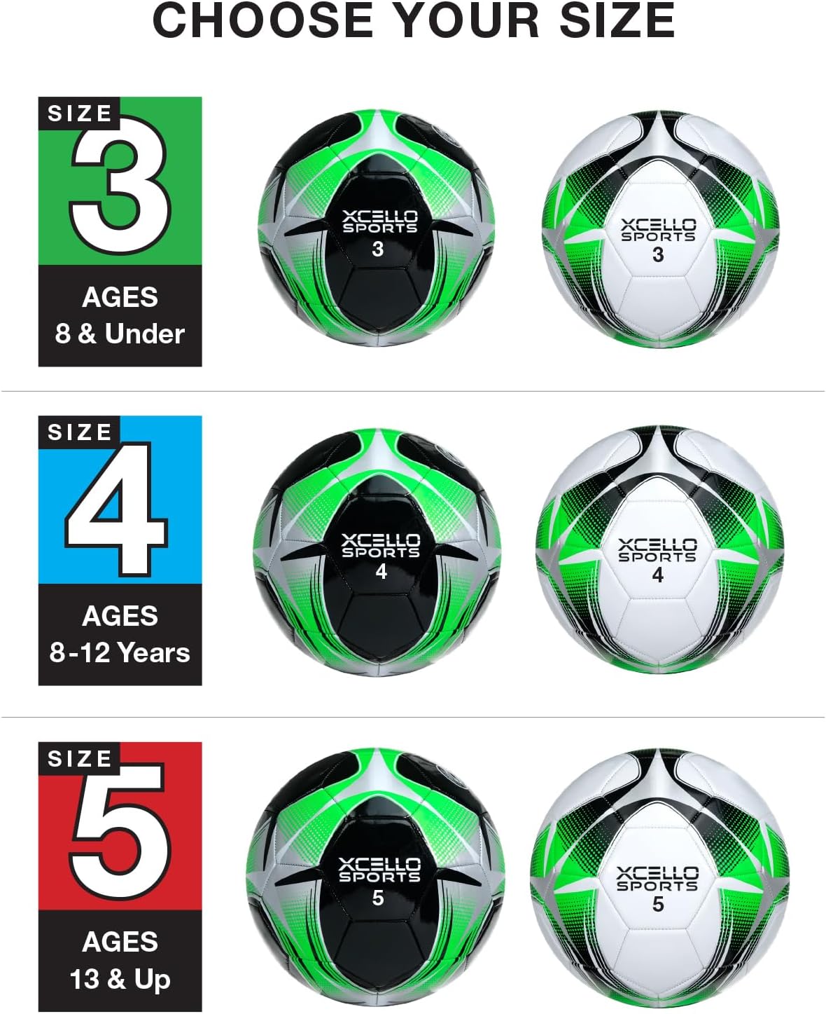 Xcello Sports Balón de fútbol (negroverdeplata, blancoverdeplateado) con bomba