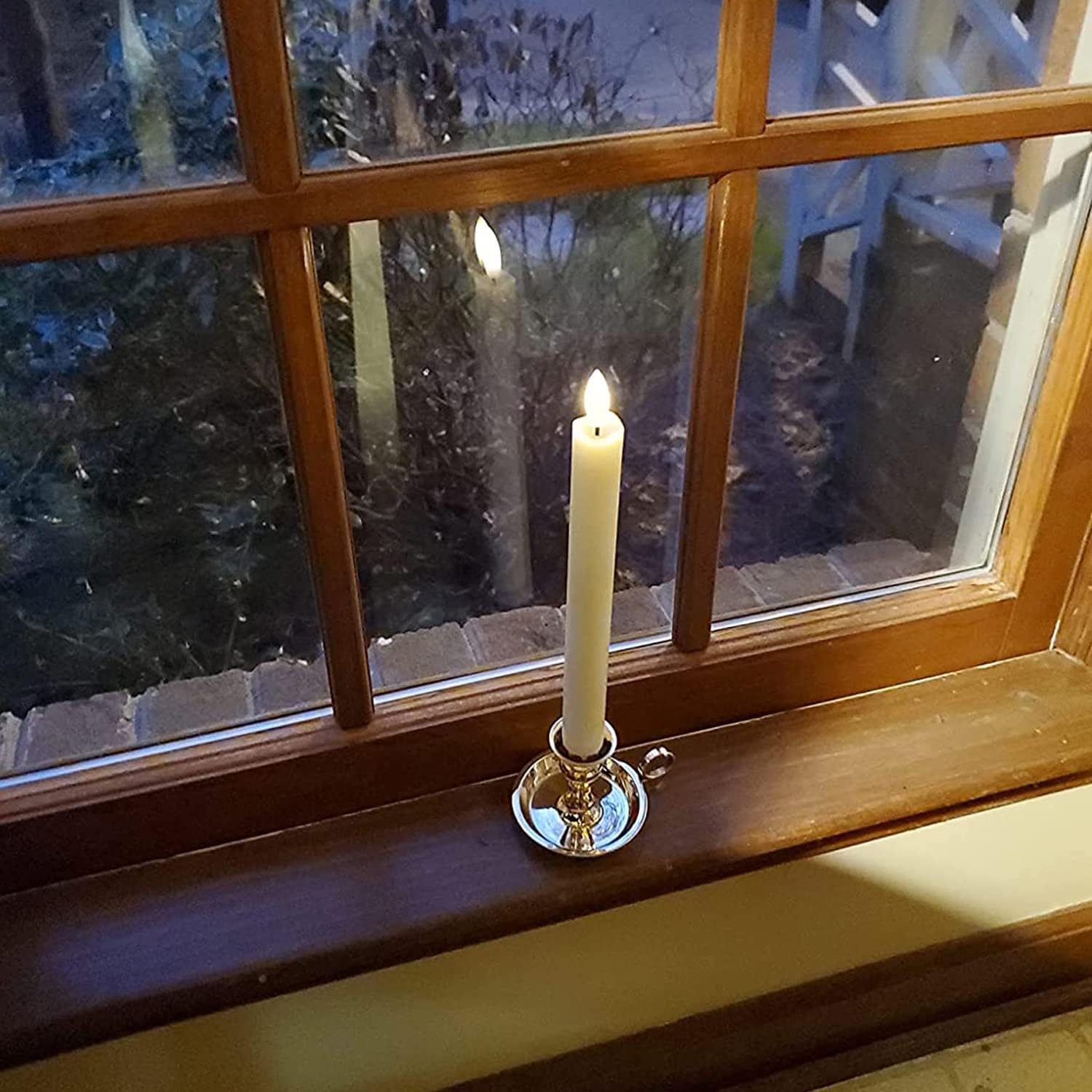 Velas LED sin llama, funciona con pilas, con temporizador automático, vela eléctrica falsa para ventana parpadeante como cera real, vela flotante