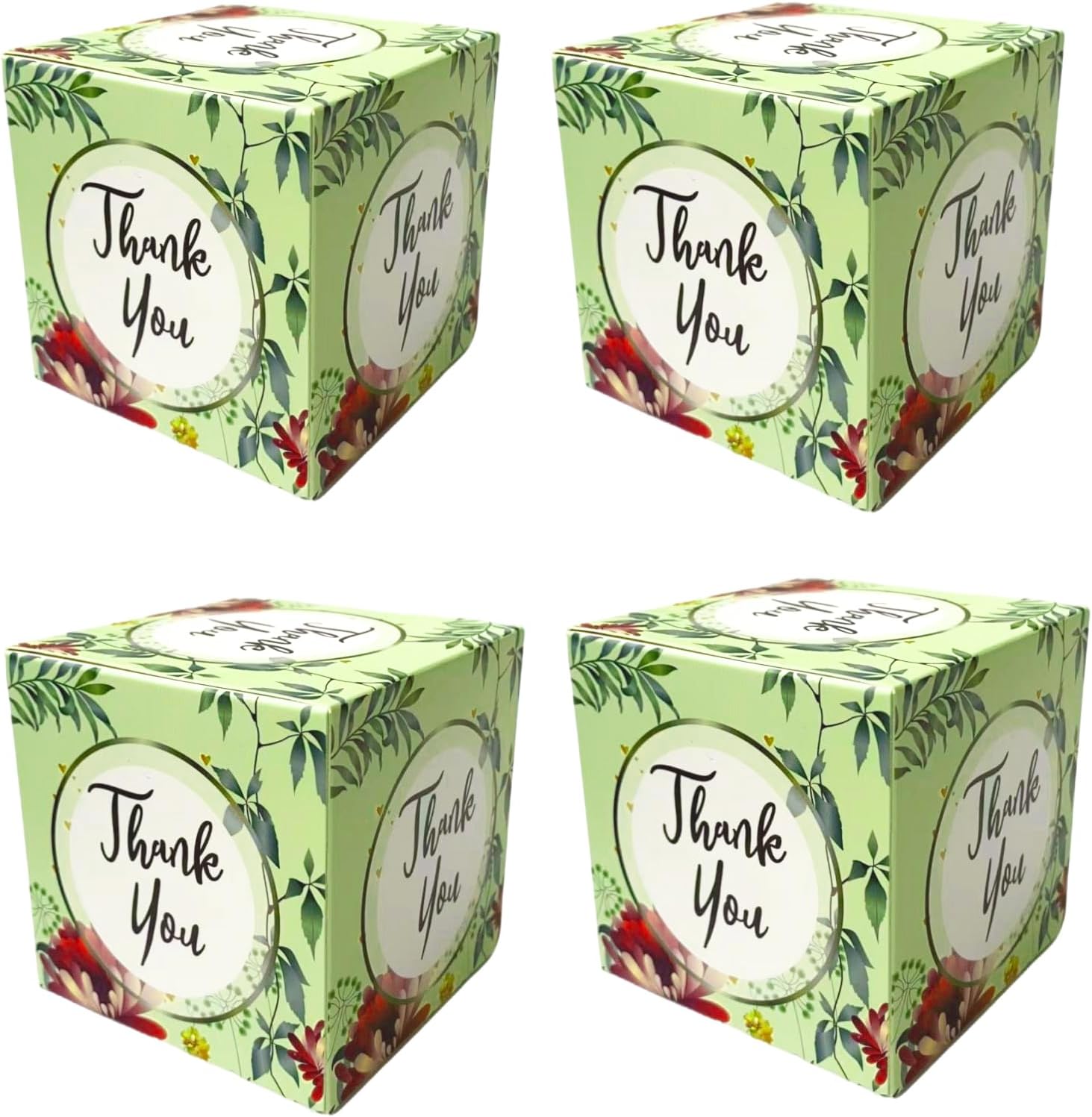 XCXGYCA Paquete de 20 cajas de cartón de agradecimiento de 3 x 3 x 3 pulgadas, cada caja de cartón cuadrada con diseño floral, perfecta para bodas,