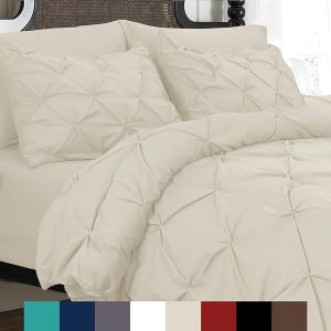Elegant Comfort 3 Piece Pinch-Pleated Button Closure, Wrinkle-Resistant Ultra-Soft Microfiber Duvet Cover Set, Luxurious Pintuck Décor, FullQueen, Elegant Comfort 3 Piece Pinch-Pleated Button Closure, Wrinkle-Resistant Ultra-Soft Microfiber Duvet Cover Set, Luxurious Pintuck Décor, FullQueen,