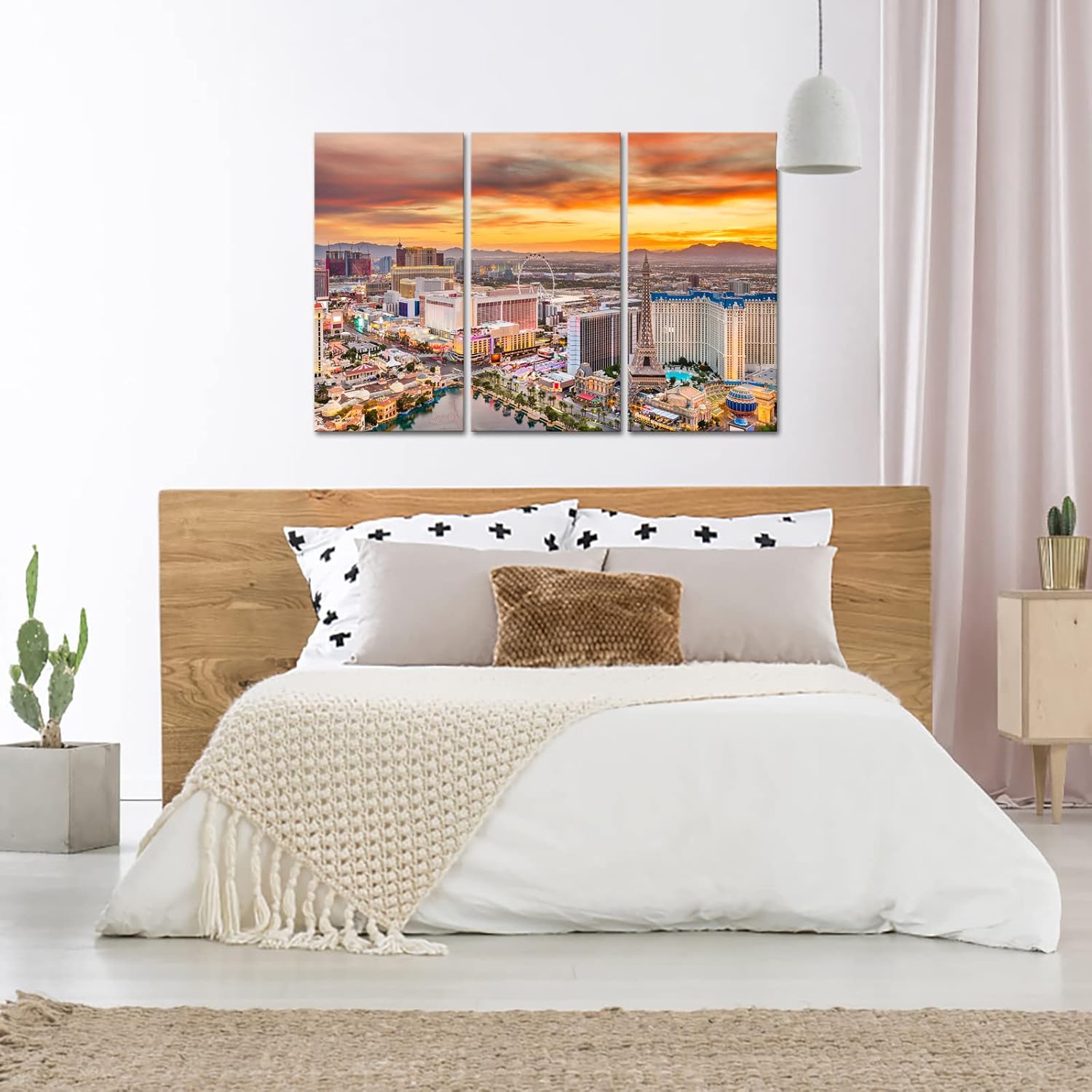 Nachic Wall Lienzo artístico de ciudad de Las Vegas, Nevada al atardecer, arte de pared, póster de horizonte de EE. UU., impresiones de pintura para
