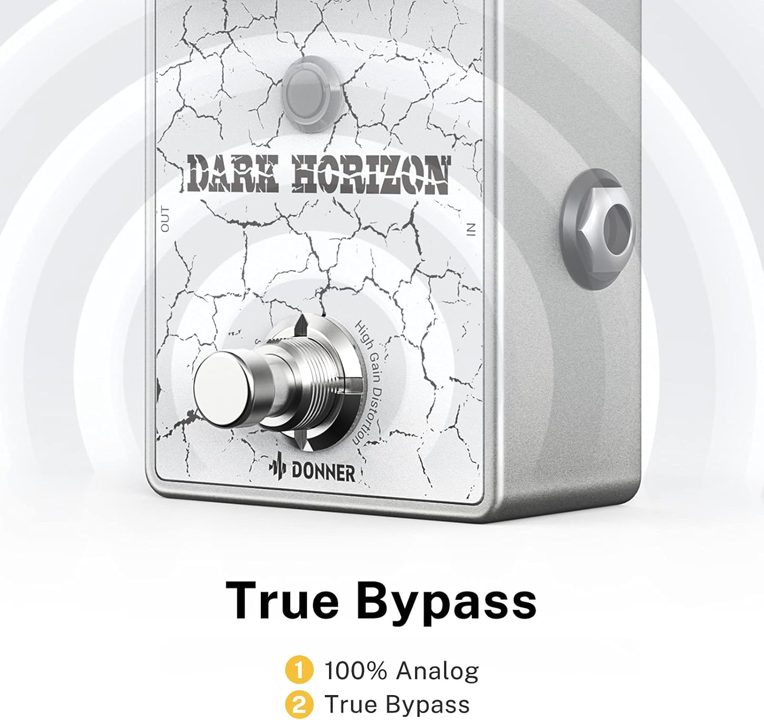 Donner Pedal de distorsión de guitarra, Dark Horizon Crunch Distortion Classic British Distortion Efecto de distorsión con ecualizador de 3 bandas