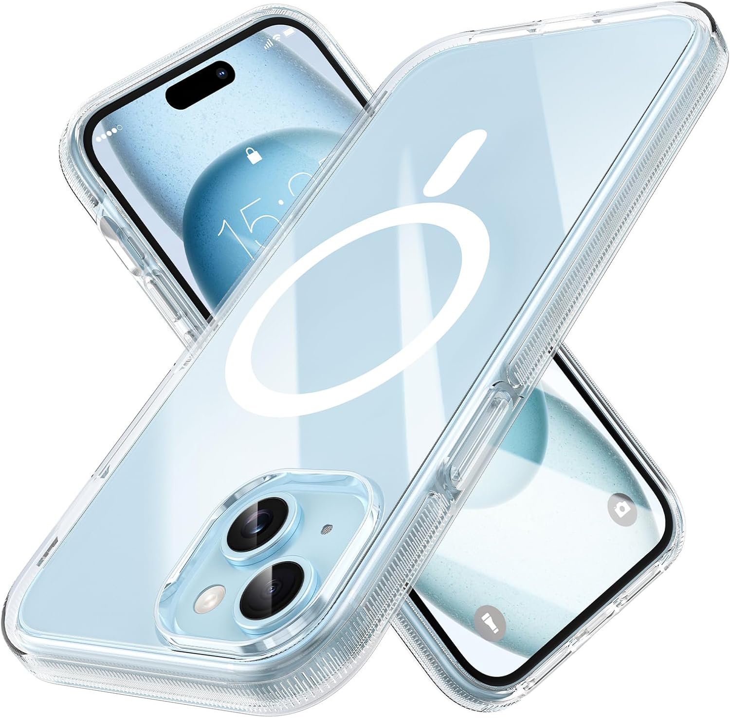 MILPROX Funda compatible con iPhone 15 Plus  Compatible con MagSafe  Diseño magnético transparente transparente  Antideslizante que no se amarillea