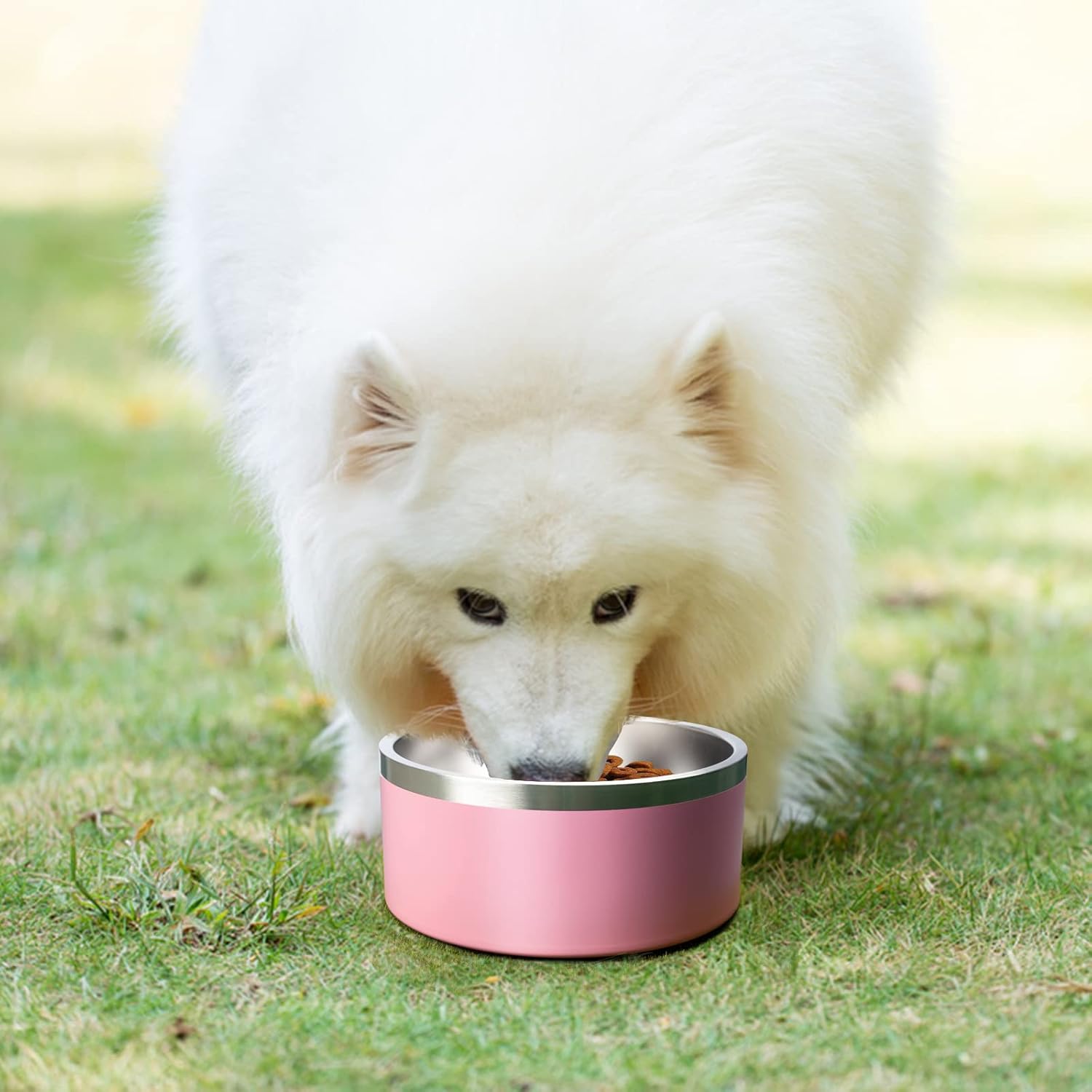 Cuencos de acero inoxidable para perros grandes, cuencos metálicos antideslizantes para agua y alimentos, cuencos de agua fría para perros