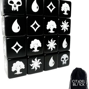 Citadel Black MTG – Juego de 16 dados de maná premium, con bolsa de terciopelo con cordón, Magic The Gathering Citadel Black MTG – Juego de 16 dados de maná premium, con bolsa de terciopelo con cordón, Magic The Gathering