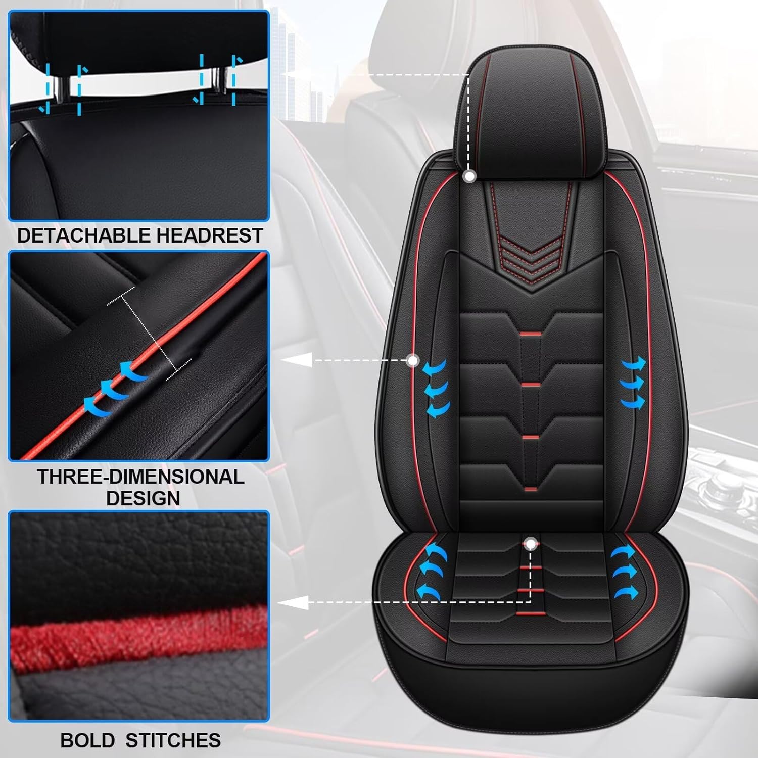 2 fundas de asiento delantero de automóvil para Mazda CX-5 2013-2024, funda de asiento de piel sintética, impermeable, protector de cojín de asiento