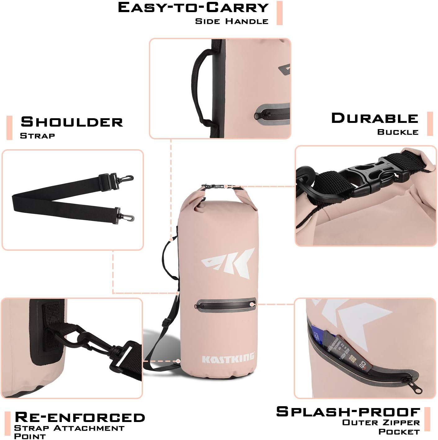 KastKing Cyclone Seal – Bolsa seca 100% impermeable con funda para teléfono, bolsillo frontal con cremallera, perfecta para playa, pesca, kayak,