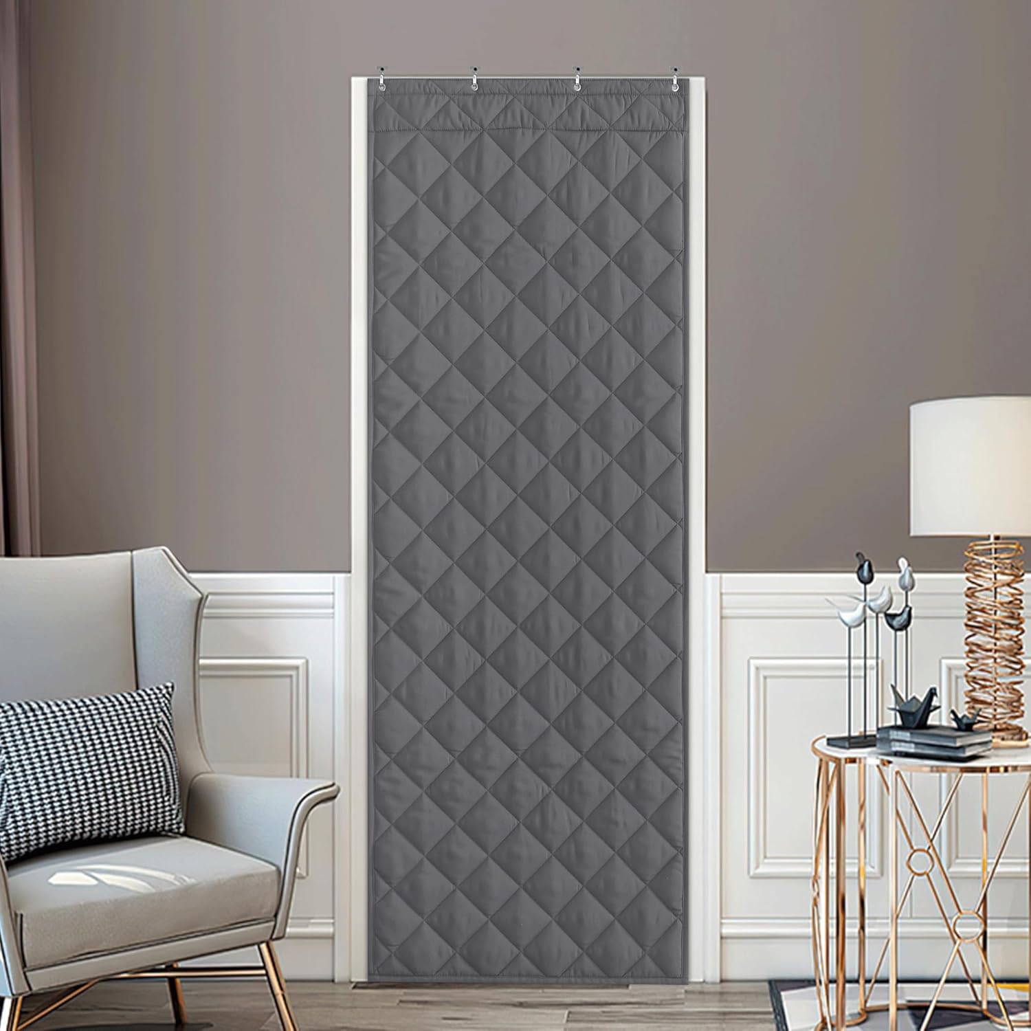 NICETOWN Cortina opaca para puerta, aislamiento térmico, autoadhesivas, para patio, puerta francesa, resistente al viento, impermeables, cálidas