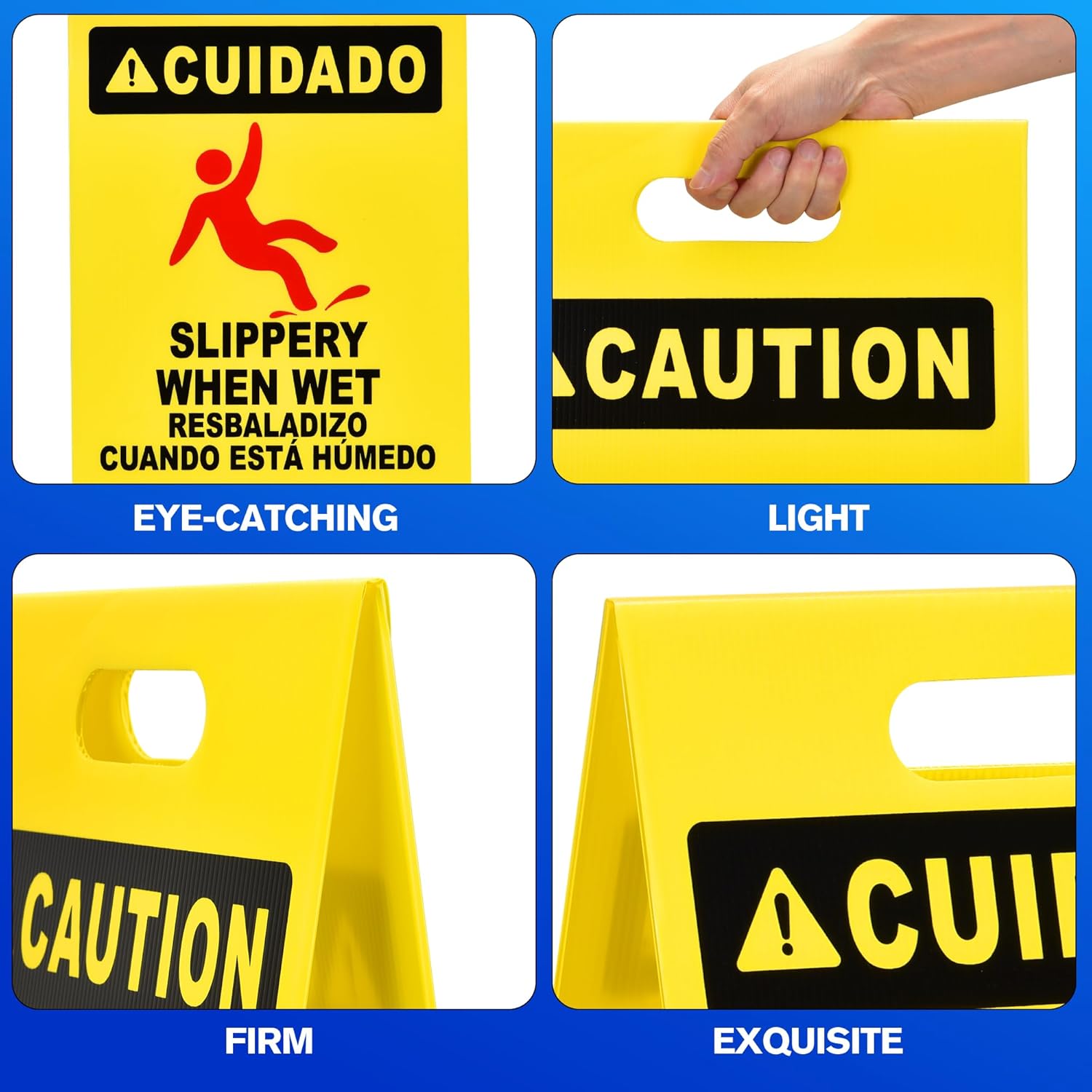 MATTHEW CLEANING – Señales industriales de 19 pulgadas para suelo mojado, paquete de 3 letreros de advertencia multilingües de plástico corrugado