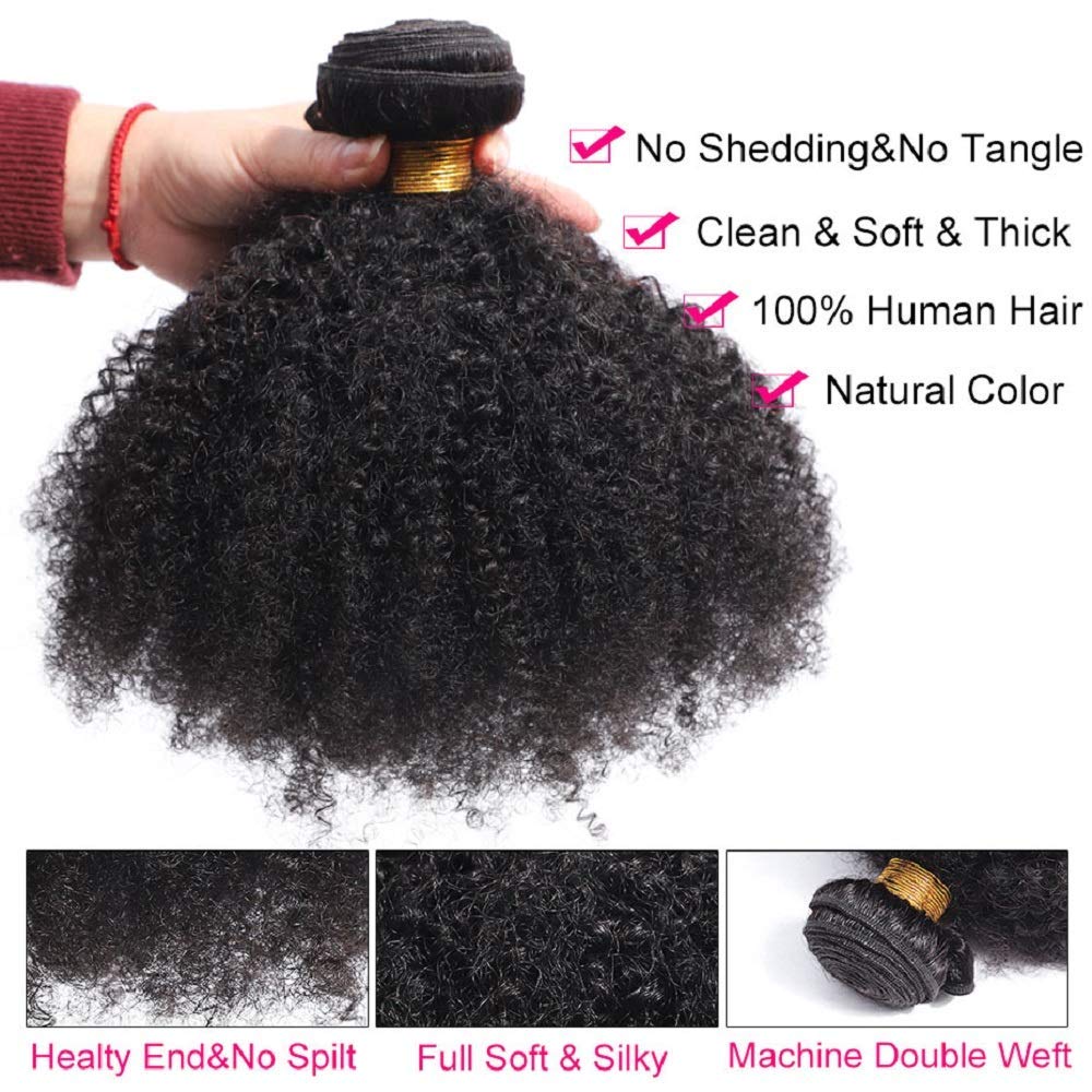 Paquetes de cabello humano rizado afro mongol de 101214 pulgadas, 4B 4C Afro Kinkys a granel de cabello humano para mujeres negras, extensiones de