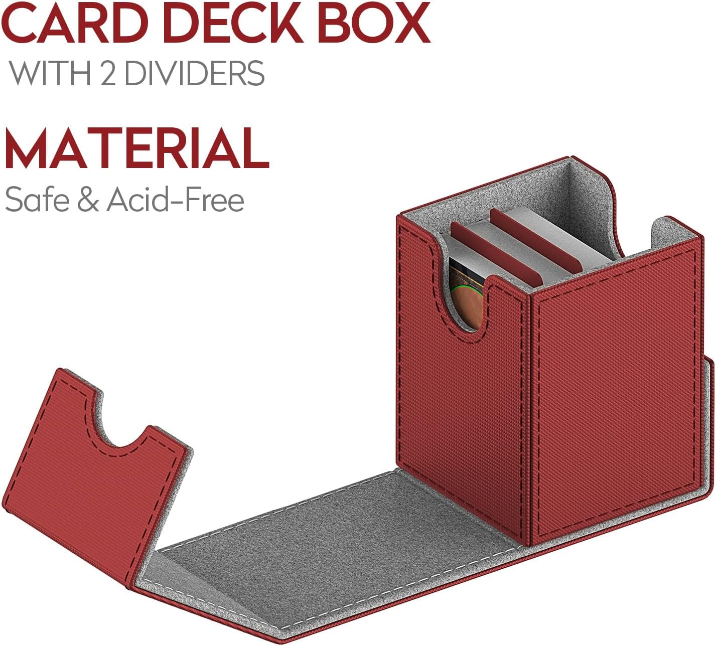 Caja de cubierta compatible con tarjetas MTG, funda para tarjetas coleccionables con 2 divisores por soporte, tamaño grande para más de 100 tarjetas