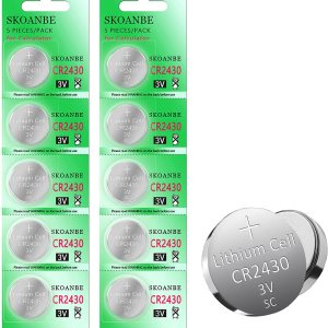 SKOANBE Paquete de 10 baterías de litio CR2430 DL2430 2430 3V para monedas SKOANBE Paquete de 10 baterías de litio CR2430 DL2430 2430 3V para monedas