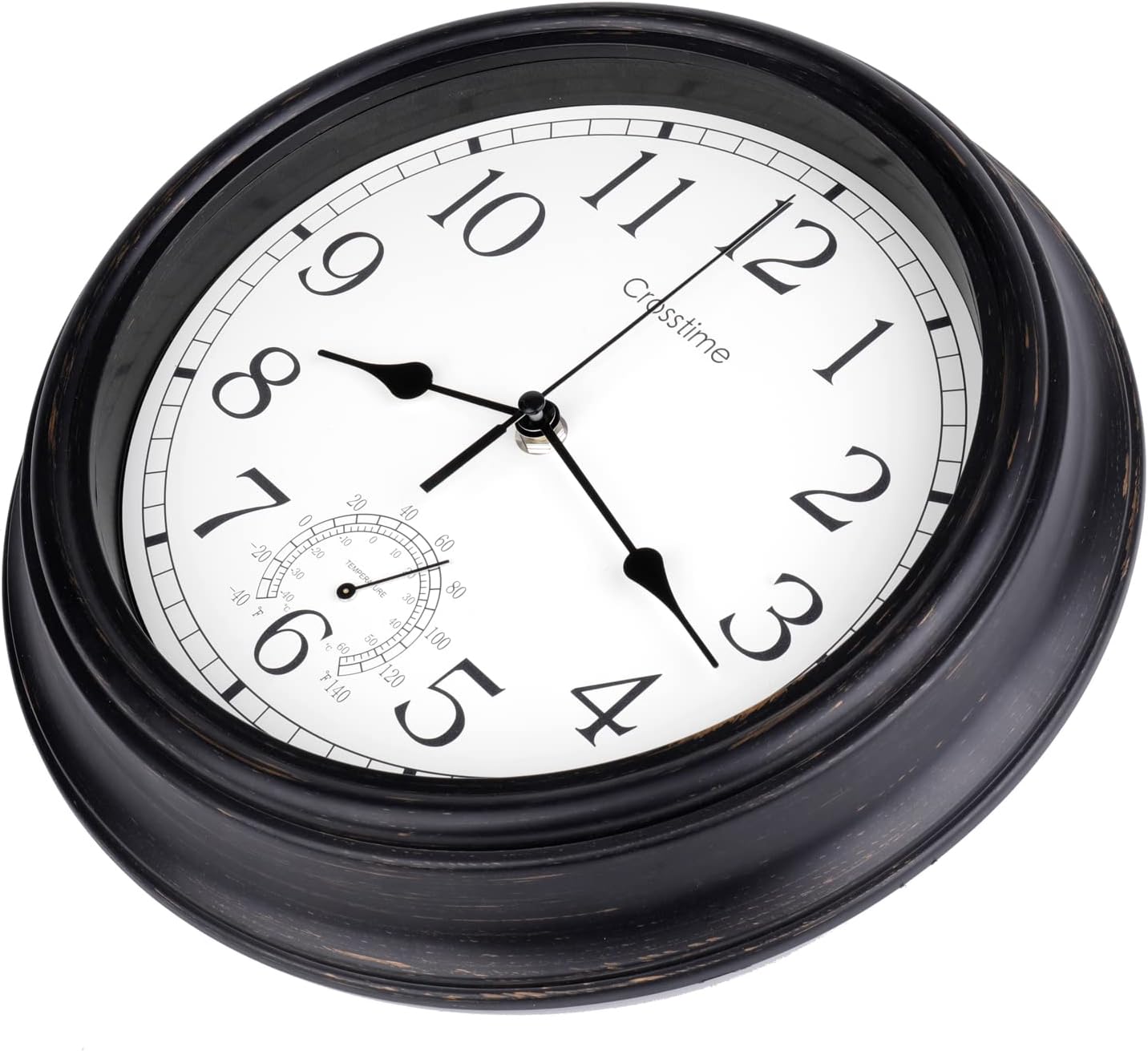 Reloj de pared retro de 12 pulgadas para interiores y exteriores, impermeable, con termómetro, para patio, piscina, jardín, hogar, bronce