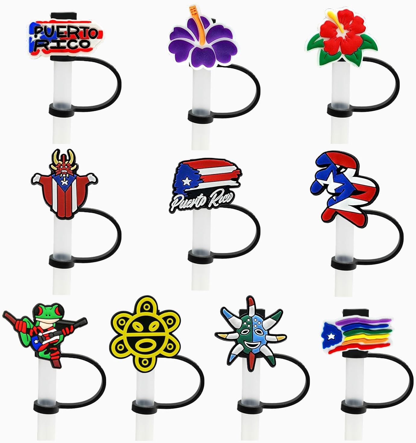 10 tapas de popote para copa Stanley, (Puerto Rico) de silicona compatible con vaso Stanley de 30 y 40 onzas con asa, cubiertas de punta de popote