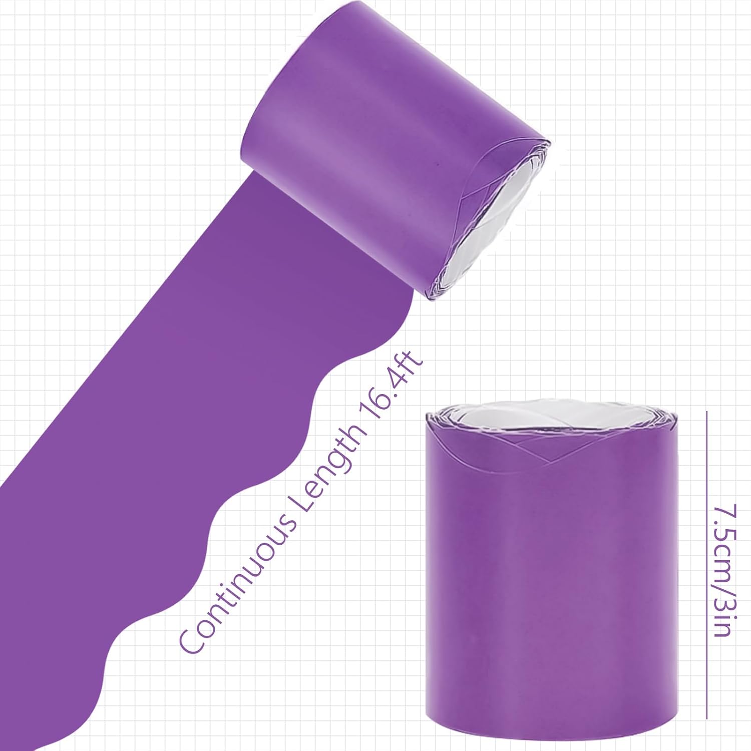 Whaline Bordes para tablón de anuncios de 65.6 pies, 4 rollos de tablero troquelado de la serie púrpura para la escuela, aula, oficina, pizarra