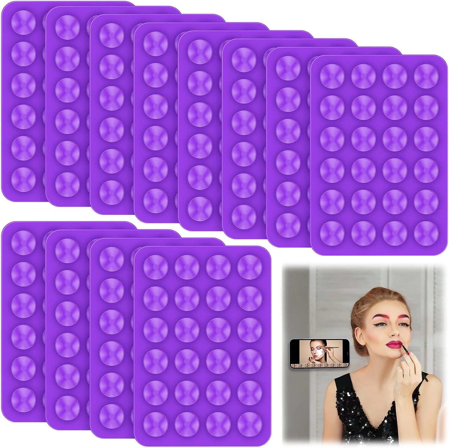 12 fundas de silicona con ventosa para teléfono, soporte adhesivo para teléfono, soporte antideslizante con ventosa para espejo, baño, hogar, cocina