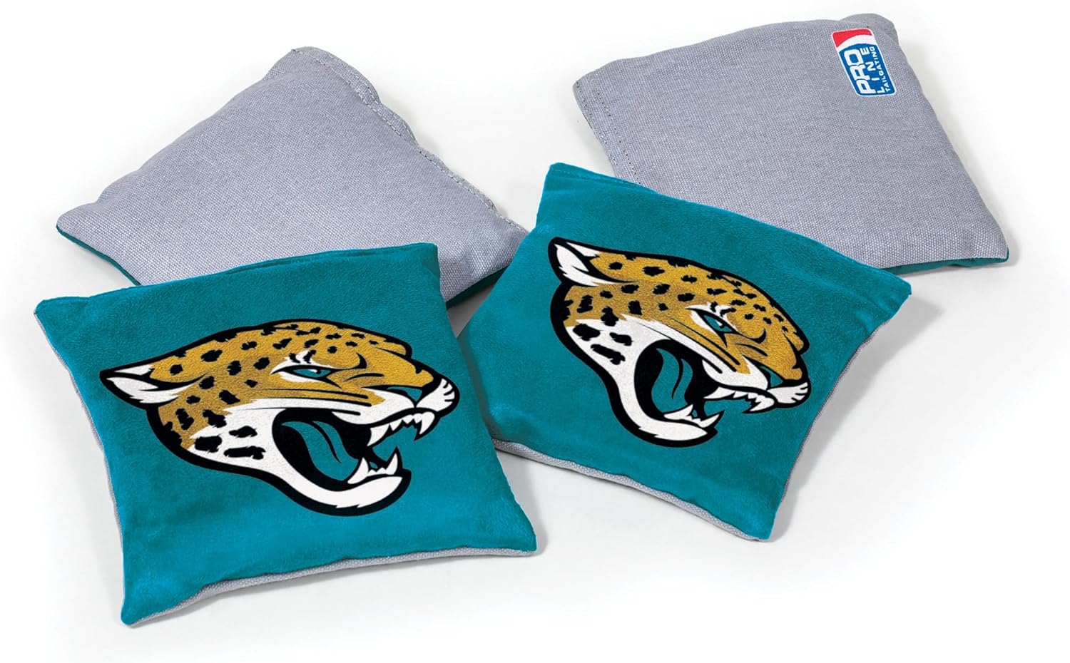 Wild Sports – Bolsas de puf de doble cara de NFL Pro Football Jacksonville Jaguars, paquete de 4 bolsas de lanzamiento prémium para juegos de