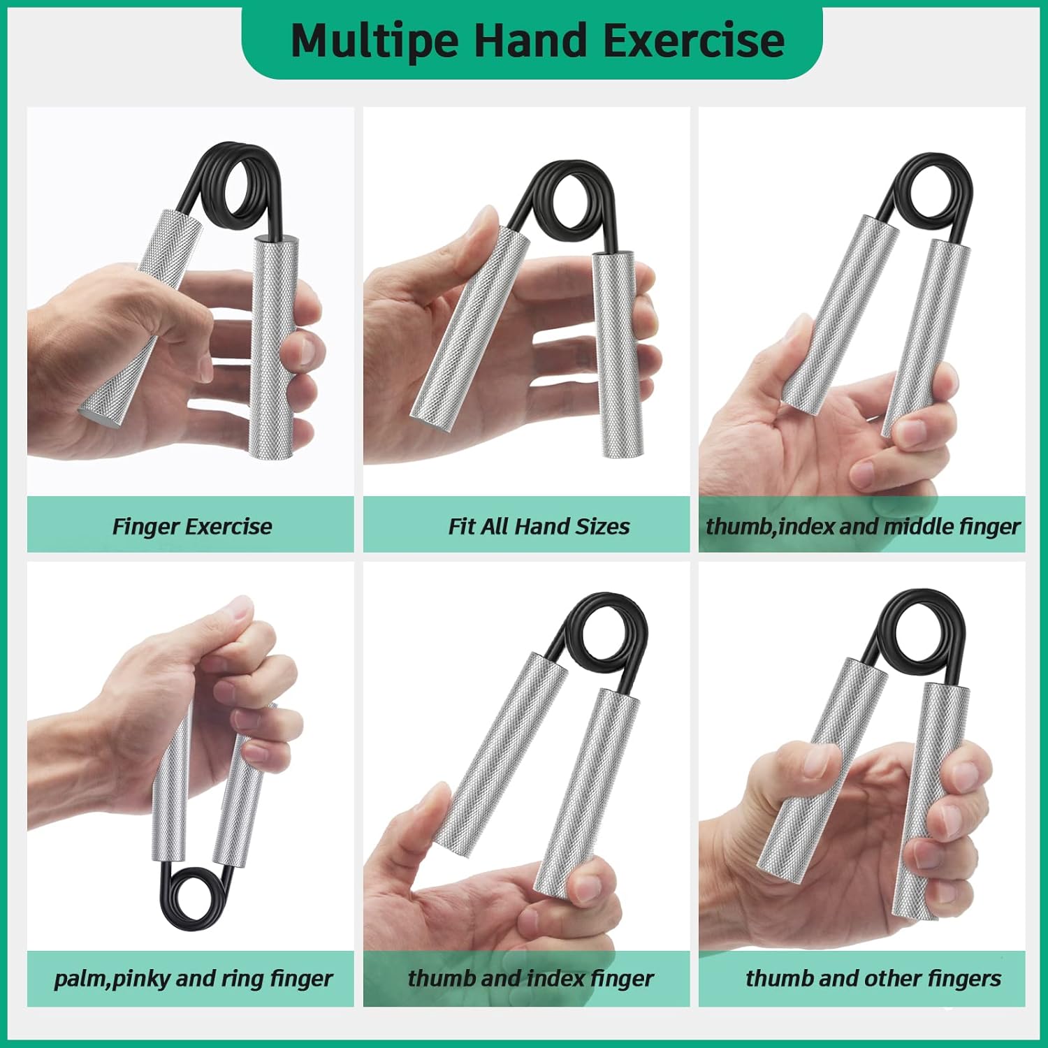 Entrenador de fuerza de agarre, fortalecedor de agarre de mano de metal de 50 libras, ejercitador de antebrazo antideslizante y resistente, agarre