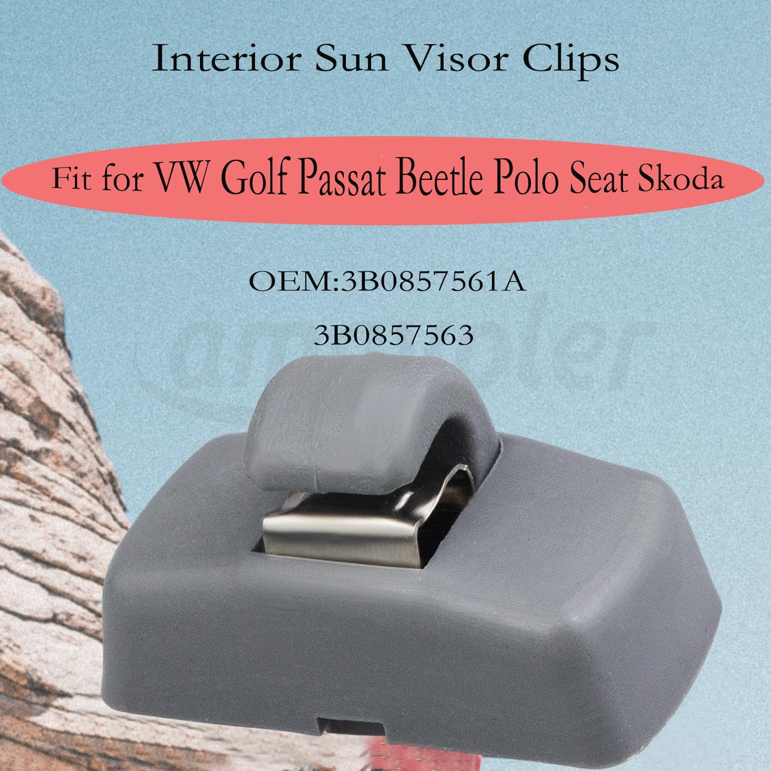 2 PCS Interior parasol gancho clip soporte apto para Volkswagen Golf Passat B5 B6 Jetta Mk4 Beetle Polo Seat Skoda etc.OEM 3B0857561A.3B0857563.