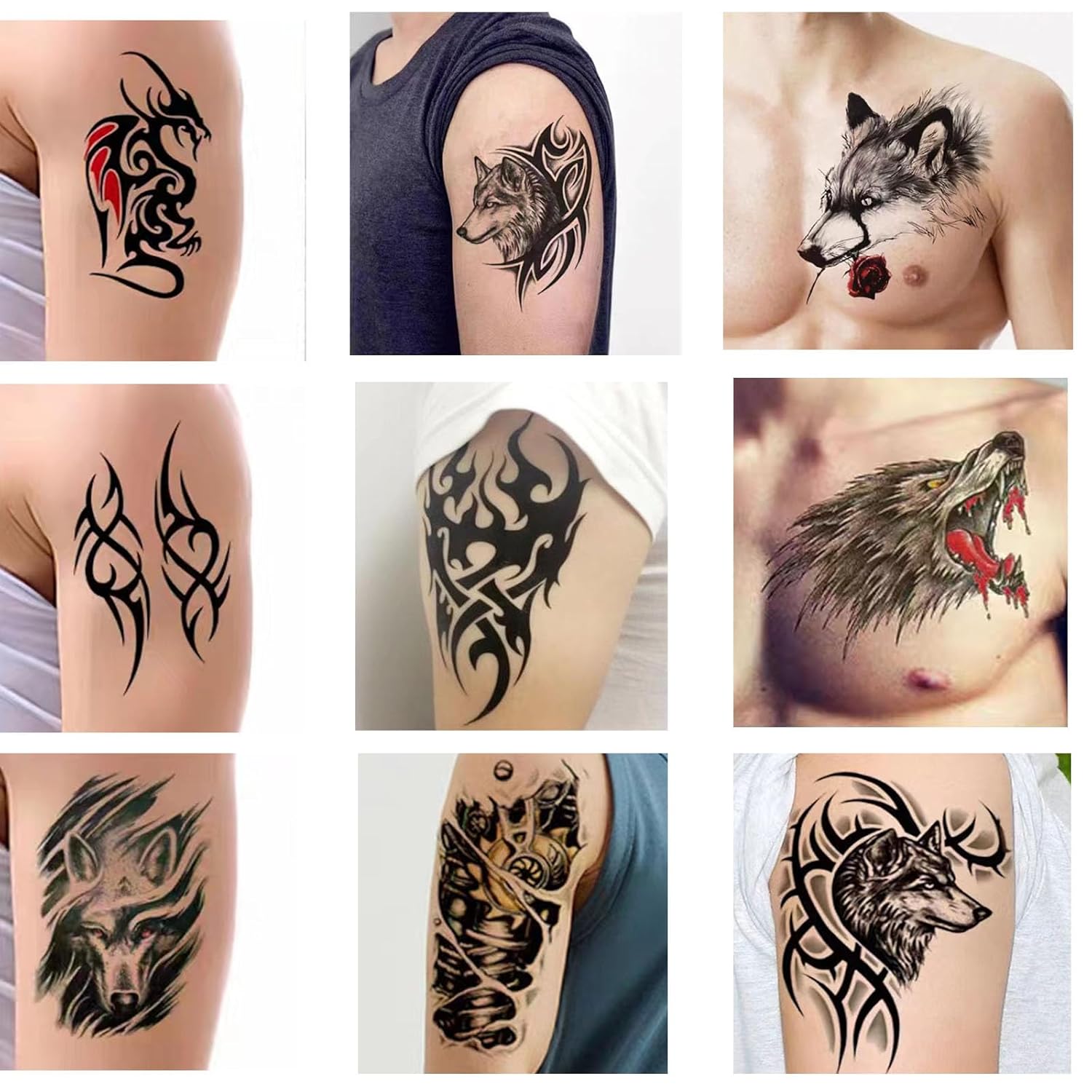 Tatuajes temporales de brazo completo, tatuajes temporales para hombres, tatuajes temporales impermeables de brazo completo, 4 hojas y tatuaje falso