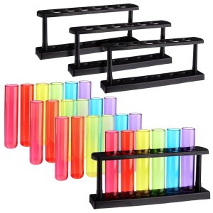 Juvale Paquete de 4 tubos de ensayo de plástico con estante para fiestas, propagación de plantas, soporte para vasos de chupito para fiestas de Juvale Paquete de 4 tubos de ensayo de plástico con estante para fiestas, propagación de plantas, soporte para vasos de chupito para fiestas de