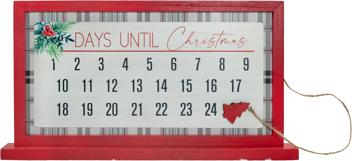 Hanna’s Handiworks Calendario de Adviento de cuenta regresiva de Navidad, decoración de mesa magnética de madera, mueve la pieza del árbol de