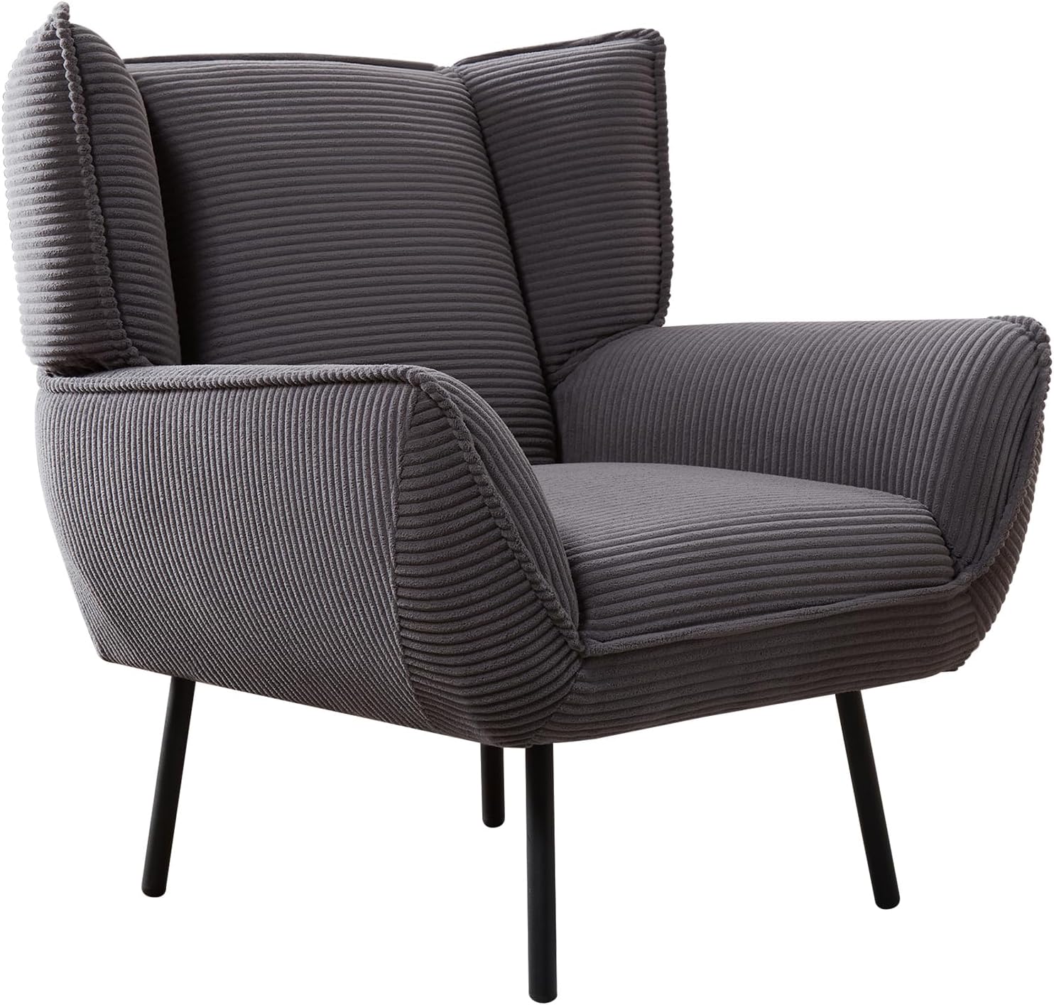AMERLIFE Silla decorativa, silla tapizada para sala de estar con respaldo alto, sillón de lectura gris para dormitorio, cómoda silla de pana