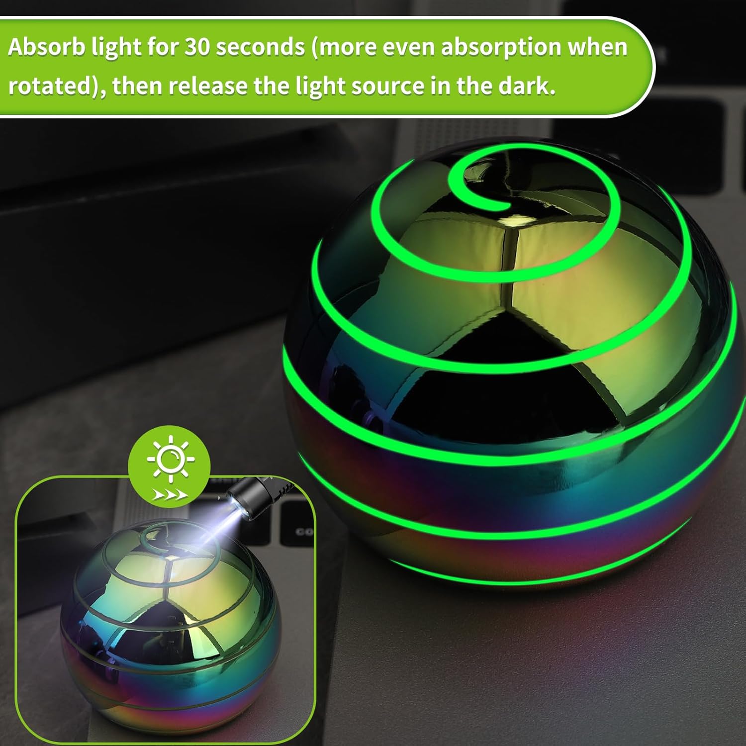 Kinetic Fidget Spinner Lumious – Juguete de escritorio para niños y adultos, ilusión óptica genial, juguete de metal para aliviar el estrés, bola