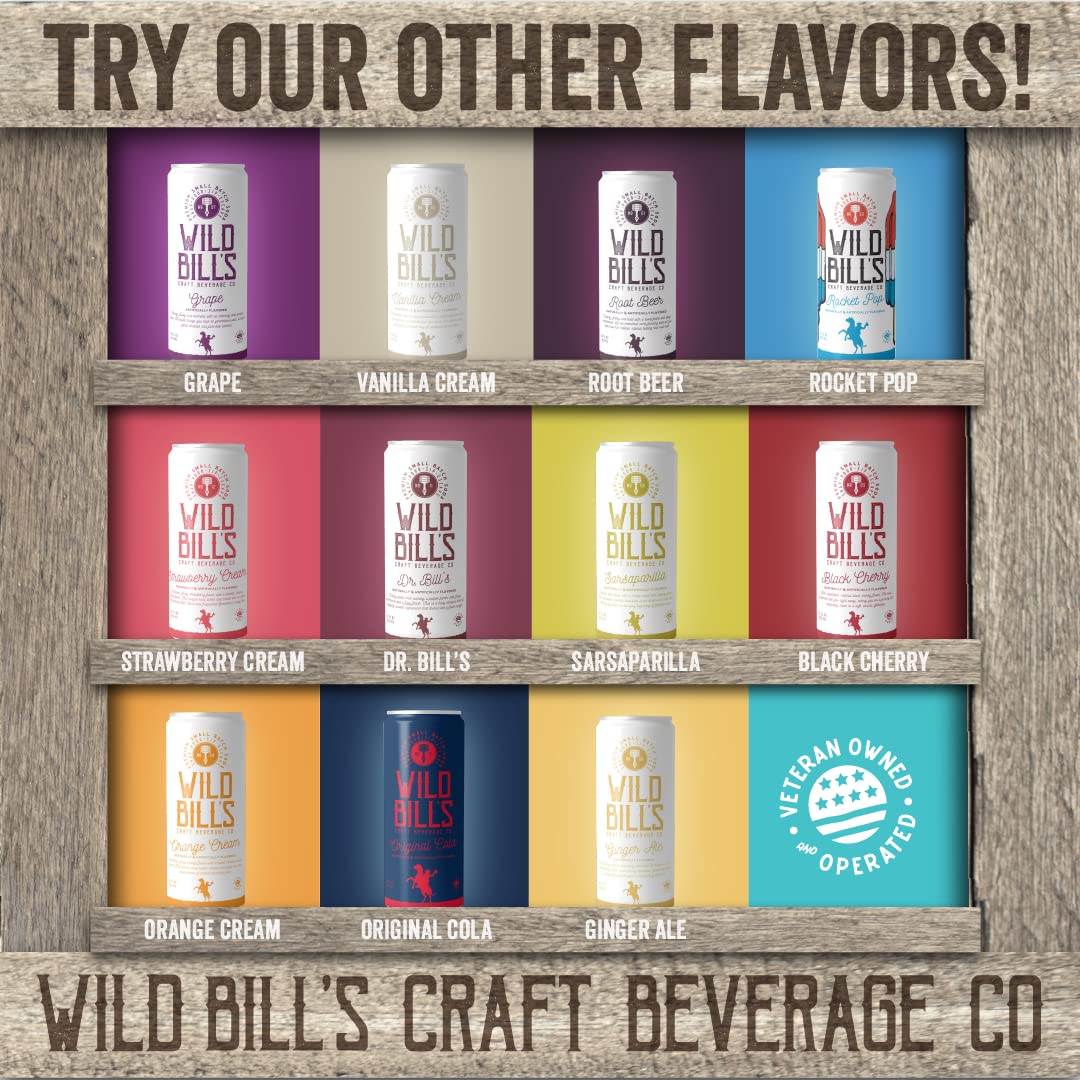 Wild Bill’s Ginger Ale Soda Classic Craft Soda Pop – Bebidas gaseosas hechas con azúcar de caña pura, sin cafeína, sin jarabe de maíz de alta