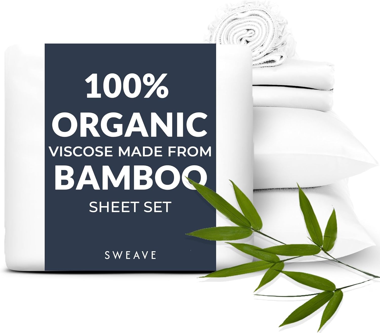 Sweave Juego de sábanas de tamaño matrimonial, viscosa orgánica genuina derivada del bambú, refrescante, absorbe la humedad, más suave y suave que