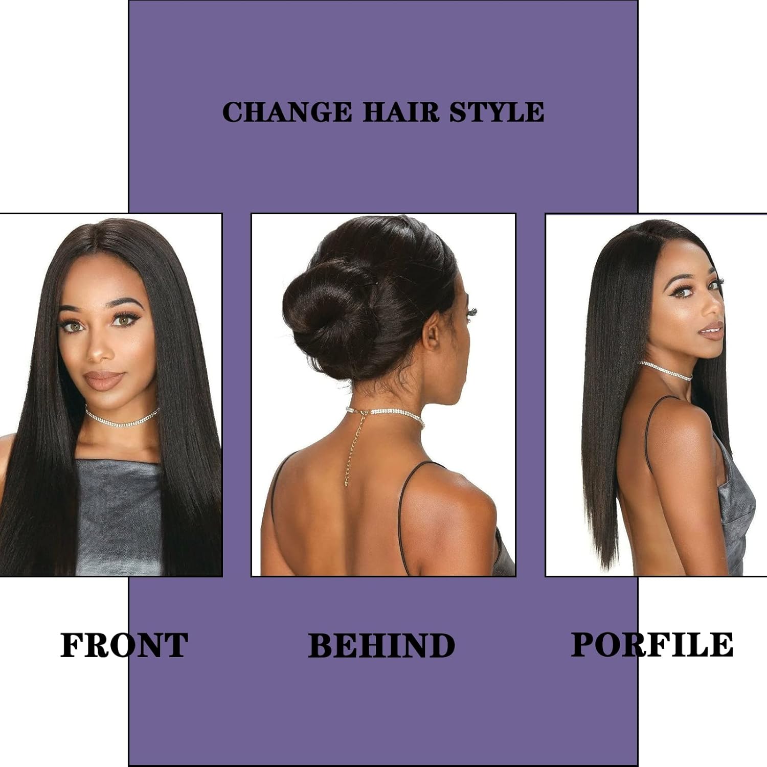 Anrosa Light Yaki – Extensiones adhesivas para mujeres negras, extensiones de cabello lacio Yaki brasileño 10A, color negro natural #1B, extensiones