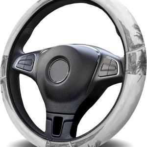 Car Steering Wheel Cover, Black White Palm Tree Elastic Stretch Sponge Steering Wheels Protective Cover for Vehicles Trucks SUVs Universal Car Steering Wheel Cover, Black White Palm Tree Elastic Stretch Sponge Steering Wheels Protective Cover for Vehicles Trucks SUVs Universal